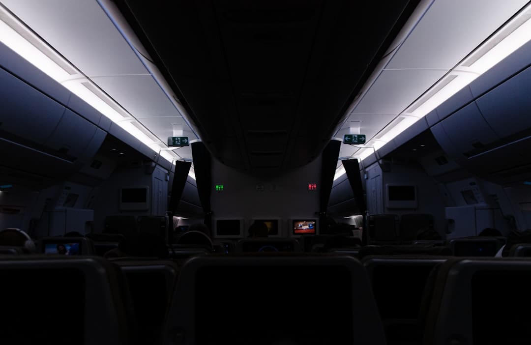 airline policies — the interior of an airplane with the lights on